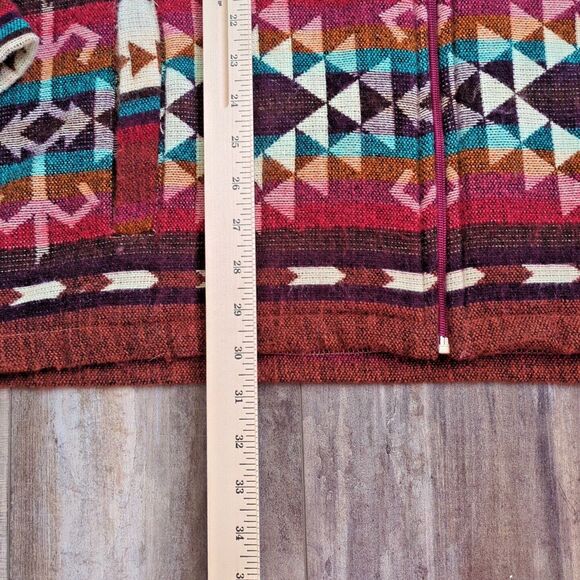 Wool Hooded Jackets for Women and Men - Chocolate Colorful Beige Unisex XL Aztec - Picture 3 of 9